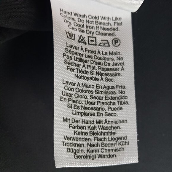 DKNY Black Fit Flare Black Dress M Hi Low Hem Stretchy Poly Sleeveless EUC - Picture 8 of 9